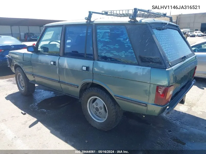 1988 Land Rover Range Rover VIN: SALHV1146JA316521 Lot: 39444061