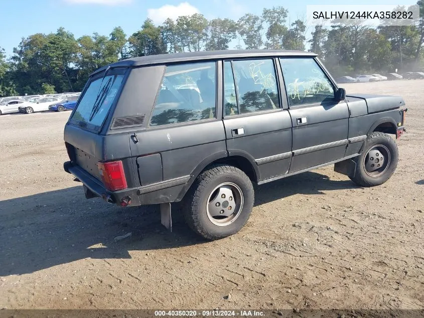 1989 Land Rover Range Rover VIN: SALHV1244KA358282 Lot: 40350320