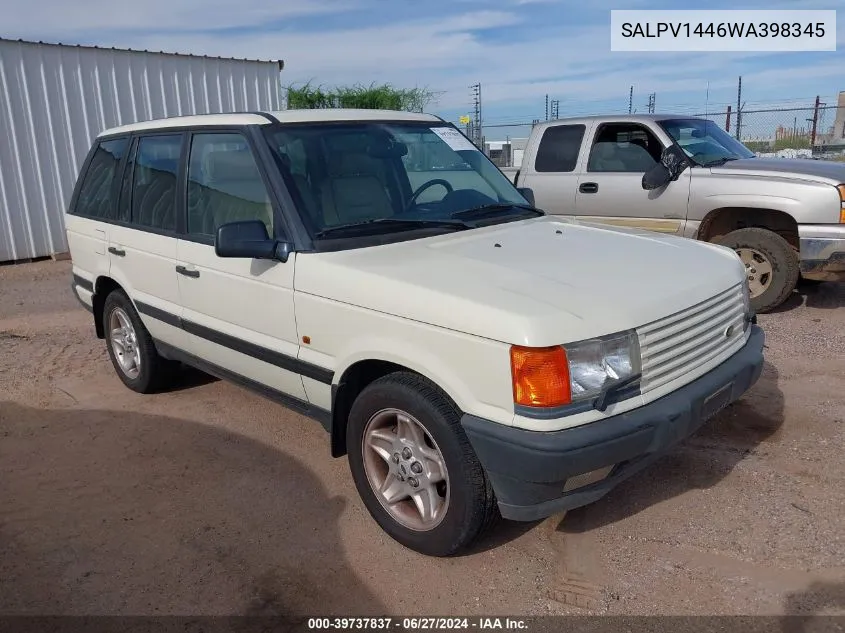 1998 Land Rover Range Rover 4.6 Hse Long Wheelbase VIN: SALPV1446WA398345 Lot: 39737837