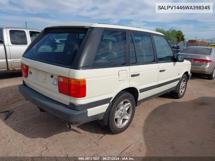 1998 Land Rover Range Rover 4.6 Hse Long Wheelbase VIN: SALPV1446WA398345 Lot: 39737837