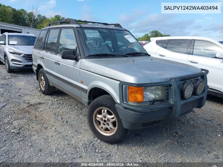 1998 Land Rover Range Rover Se 4.0 VIN: SALPV1242WA403494 Lot: 40285069