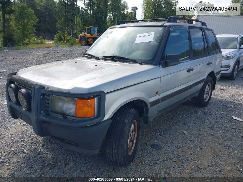 1998 Land Rover Range Rover Se 4.0 VIN: SALPV1242WA403494 Lot: 40285069