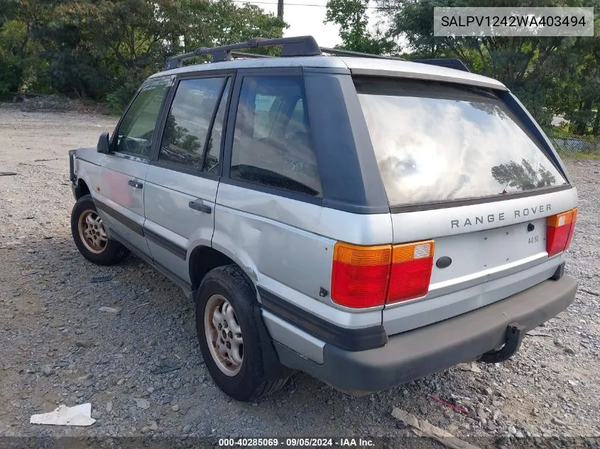 1998 Land Rover Range Rover Se 4.0 VIN: SALPV1242WA403494 Lot: 40285069