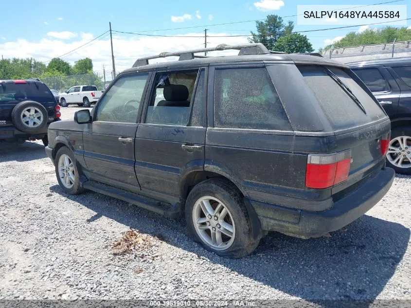 2000 Land Rover Range Rover 4.6 Hse VIN: SALPV1648YA445584 Lot: 39519010