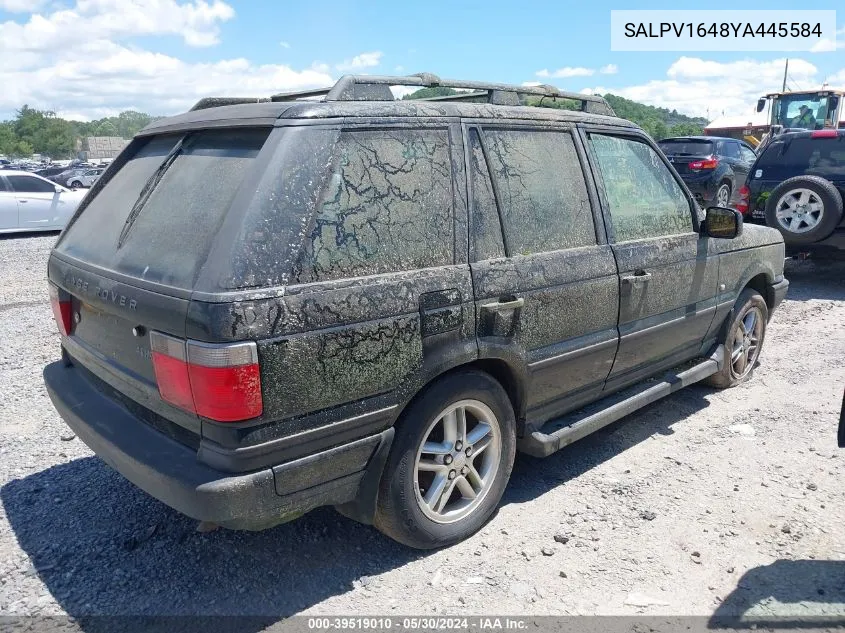 2000 Land Rover Range Rover 4.6 Hse VIN: SALPV1648YA445584 Lot: 39519010