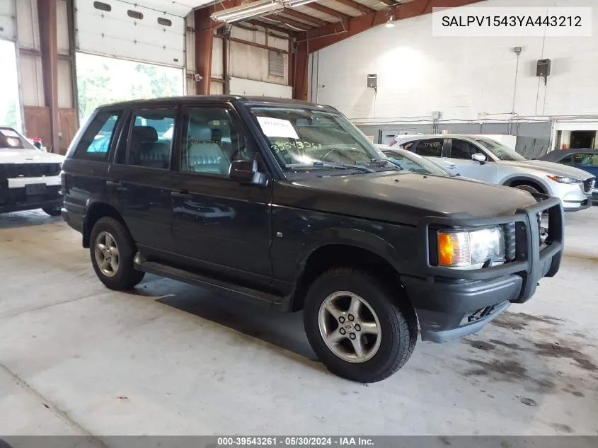 SALPV1543YA443212 2000 Land Rover Range Rover 4.0 Se