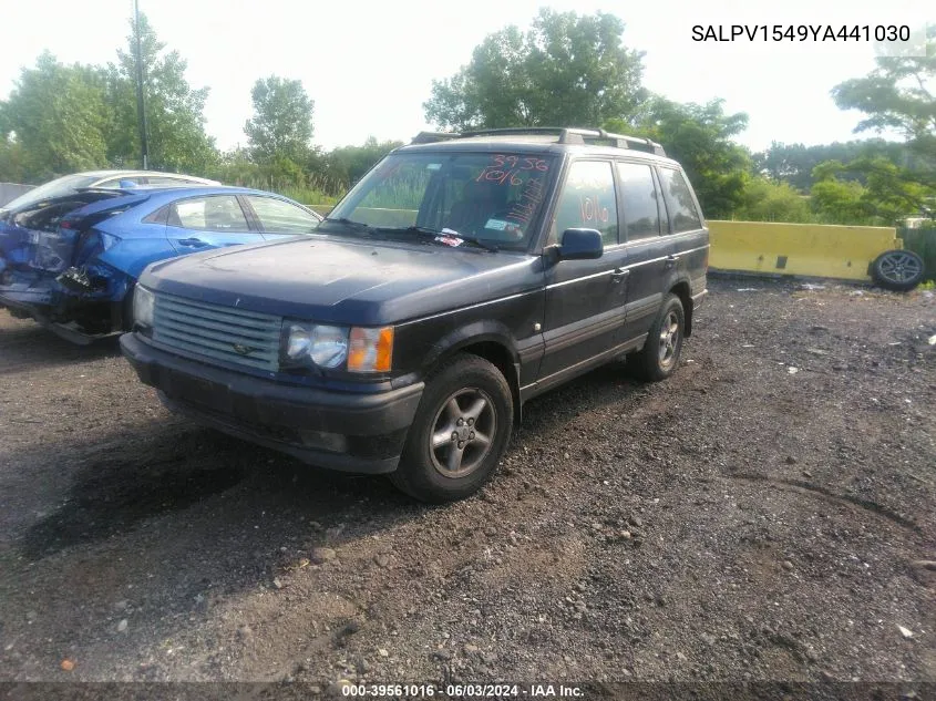 2000 Land Rover Range Rover 4.0 Se VIN: SALPV1549YA441030 Lot: 39561016