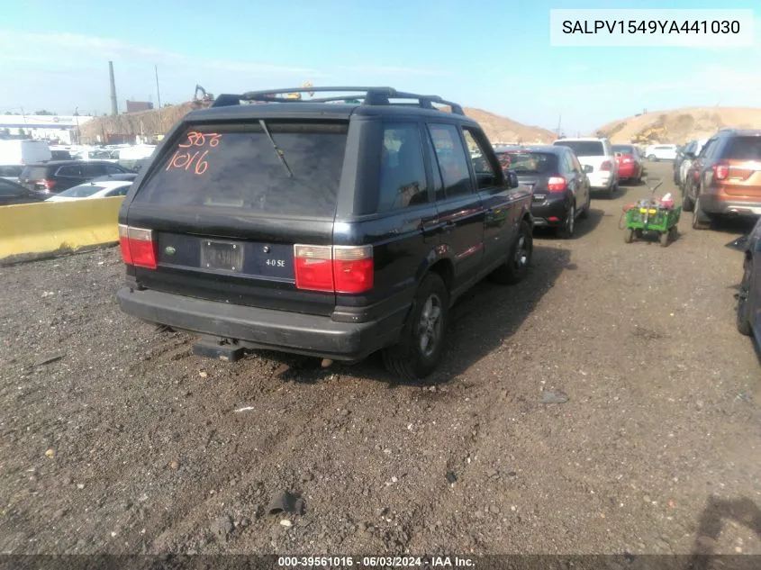 2000 Land Rover Range Rover 4.0 Se VIN: SALPV1549YA441030 Lot: 39561016