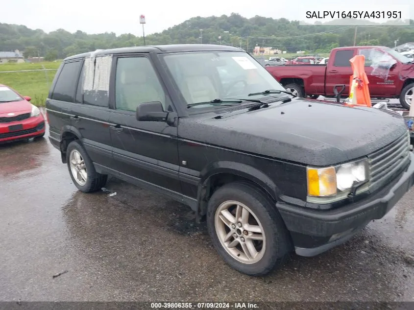 SALPV1645YA431951 2000 Land Rover Range Rover 4.6 Hse