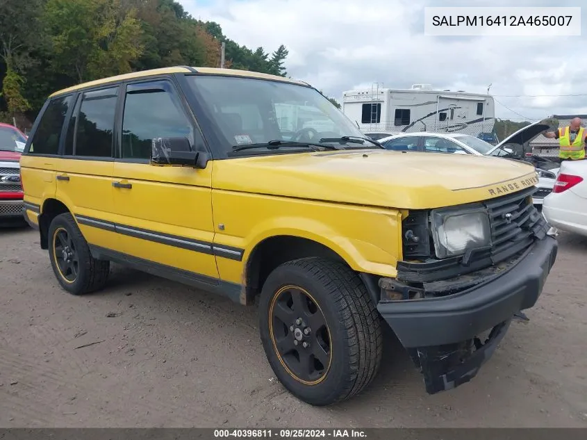 2002 Land Rover Range Rover 4.6 Hse VIN: SALPM16412A465007 Lot: 40396811