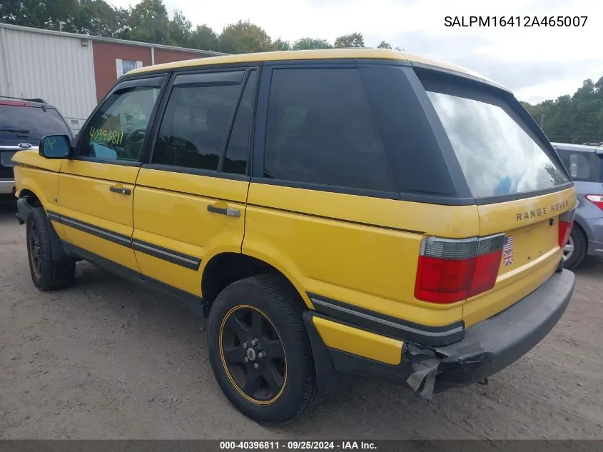 2002 Land Rover Range Rover 4.6 Hse VIN: SALPM16412A465007 Lot: 40396811