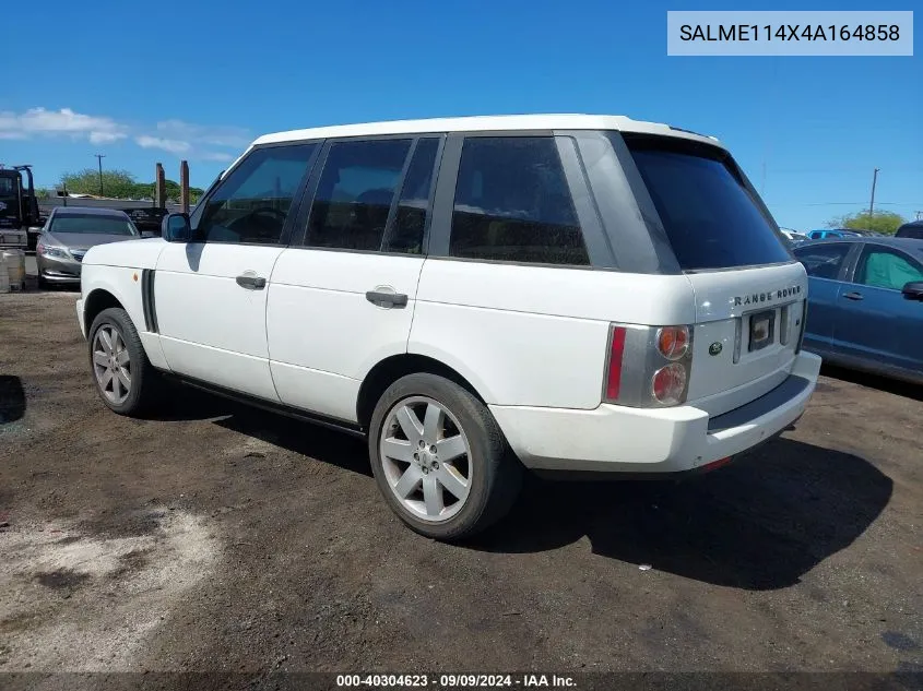 2004 Land Rover Range Rover Hse VIN: SALME114X4A164858 Lot: 40304623