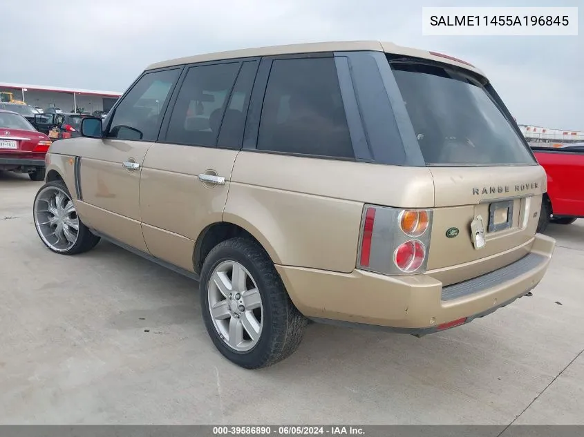 2005 Land Rover Range Rover Hse VIN: SALME11455A196845 Lot: 39586890