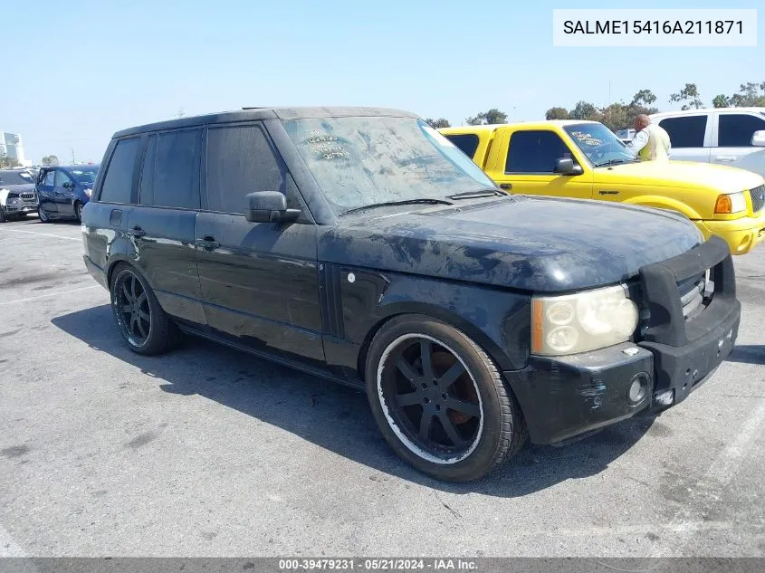 2006 Land Rover Range Rover Hse VIN: SALME15416A211871 Lot: 39479231