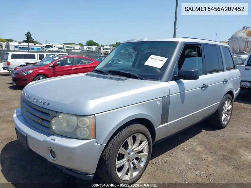 2006 Land Rover Range Rover Hse VIN: SALME15456A207452 Lot: 39497465