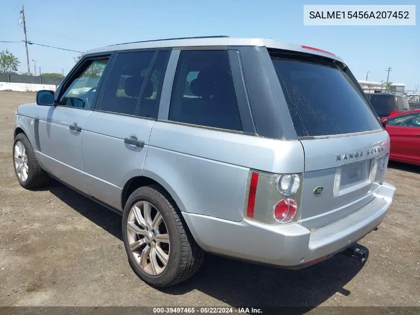 2006 Land Rover Range Rover Hse VIN: SALME15456A207452 Lot: 39497465