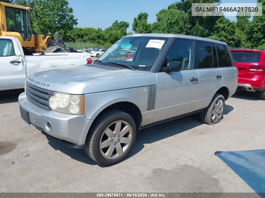 2006 Land Rover Range Rover Hse VIN: SALMF15466A217520 Lot: 39678611