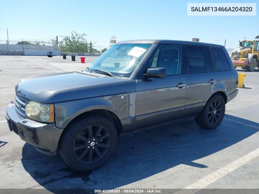 2006 Land Rover Range Rover Supercharged VIN: SALMF13466A204320 Lot: 40208393