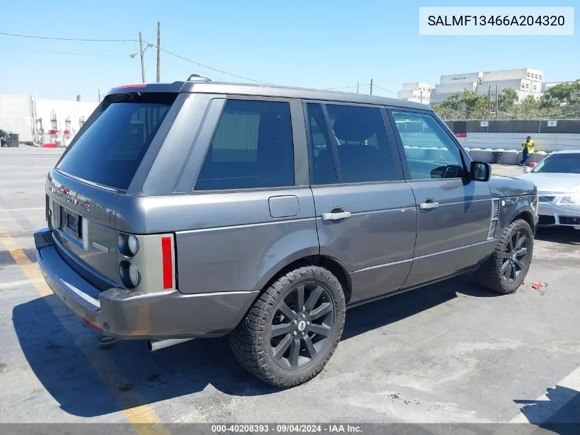 2006 Land Rover Range Rover Supercharged VIN: SALMF13466A204320 Lot: 40208393