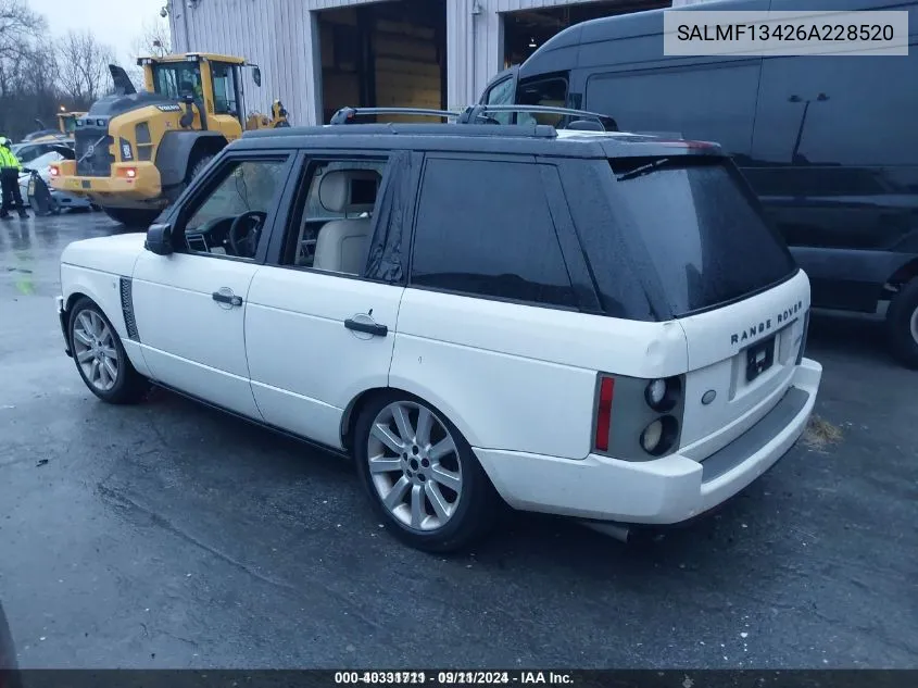 2006 Land Rover Range Rover Supercharged VIN: SALMF13426A228520 Lot: 40331711