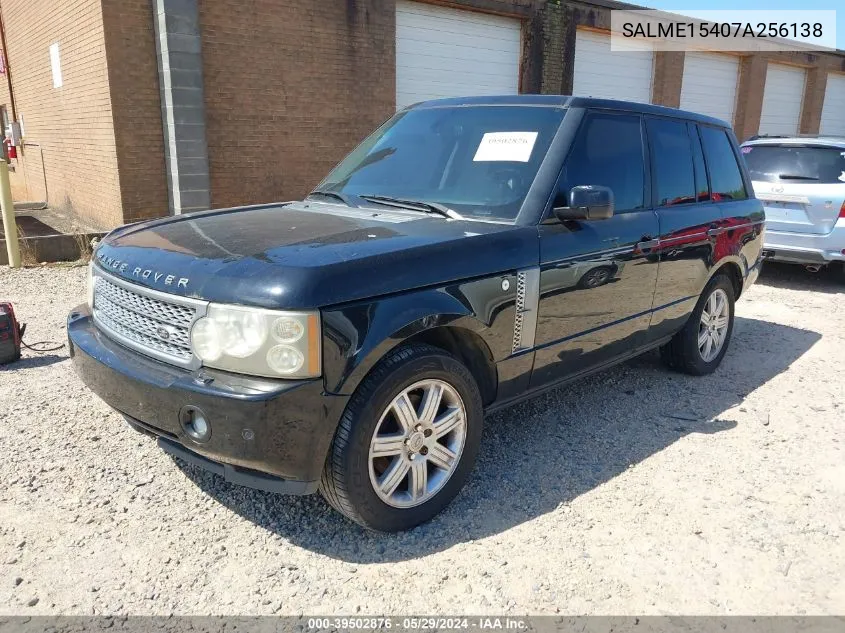 2007 Land Rover Range Rover Hse VIN: SALME15407A256138 Lot: 39502876