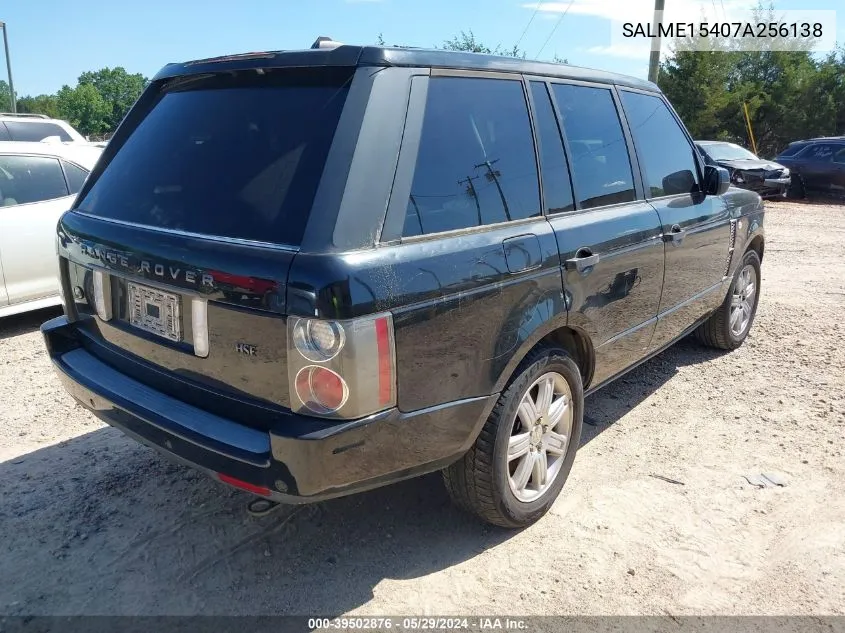 2007 Land Rover Range Rover Hse VIN: SALME15407A256138 Lot: 39502876