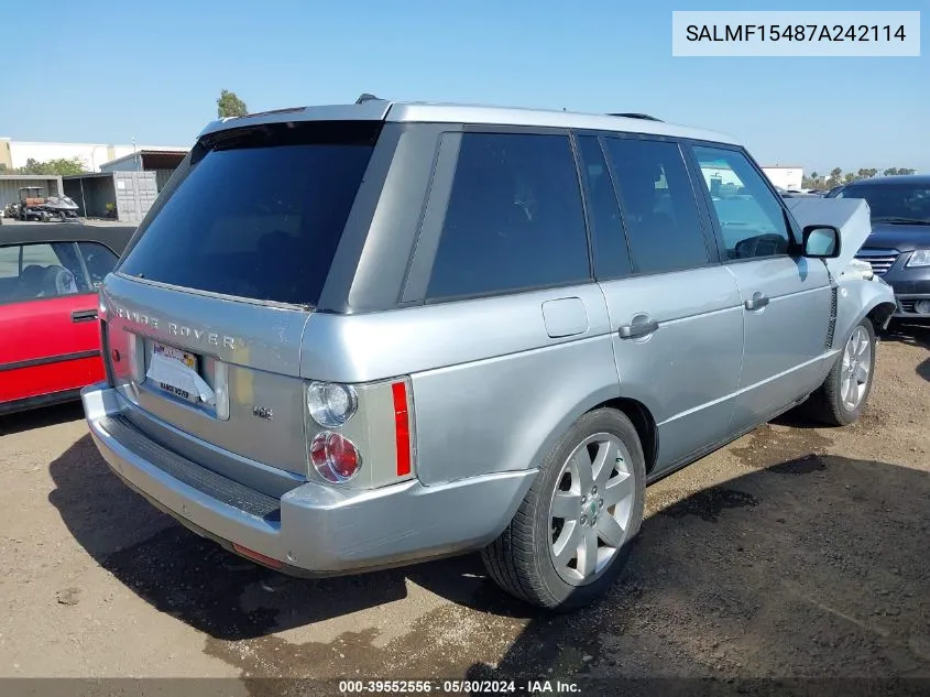 SALMF15487A242114 2007 Land Rover Range Rover Hse