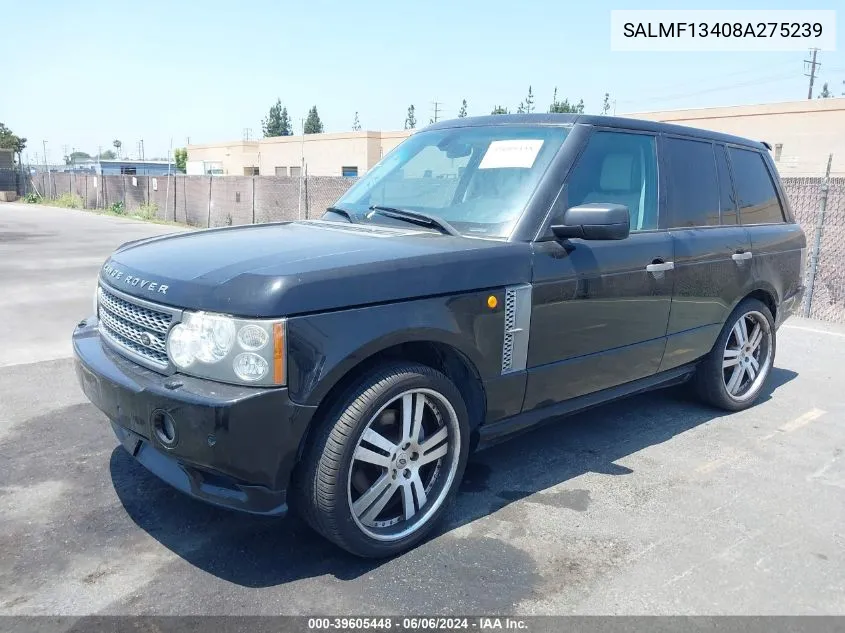 2008 Land Rover Range Rover Supercharged VIN: SALMF13408A275239 Lot: 39605448