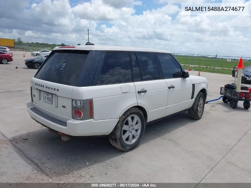 2008 Land Rover Range Rover Hse VIN: SALME15488A274677 Lot: 39608277