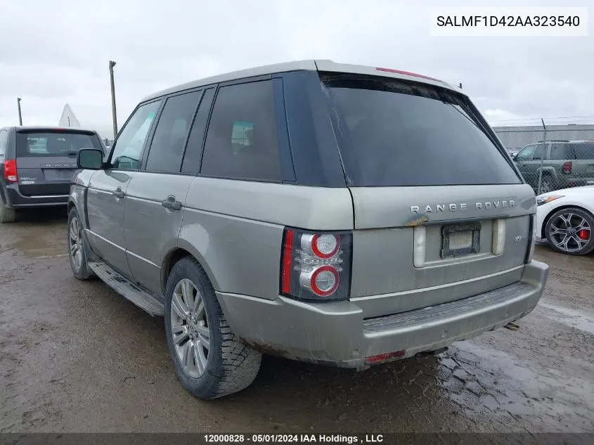 2010 Land Rover Range Rover VIN: SALMF1D42AA323540 Lot: 12000828