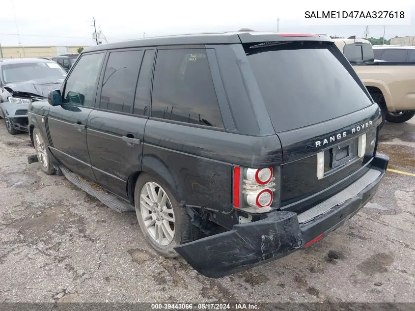 2010 Land Rover Range Rover Hse VIN: SALME1D47AA327618 Lot: 39443066