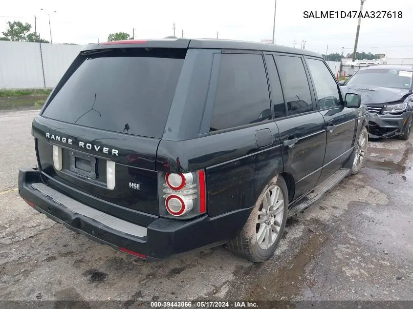 2010 Land Rover Range Rover Hse VIN: SALME1D47AA327618 Lot: 39443066