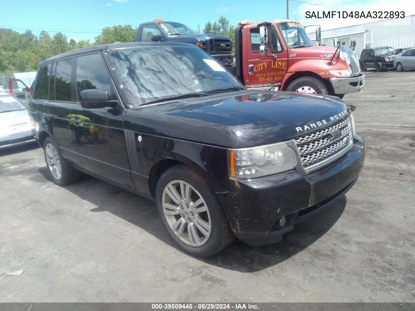 2010 Land Rover Range Rover Hse VIN: SALMF1D48AA322893 Lot: 39509445