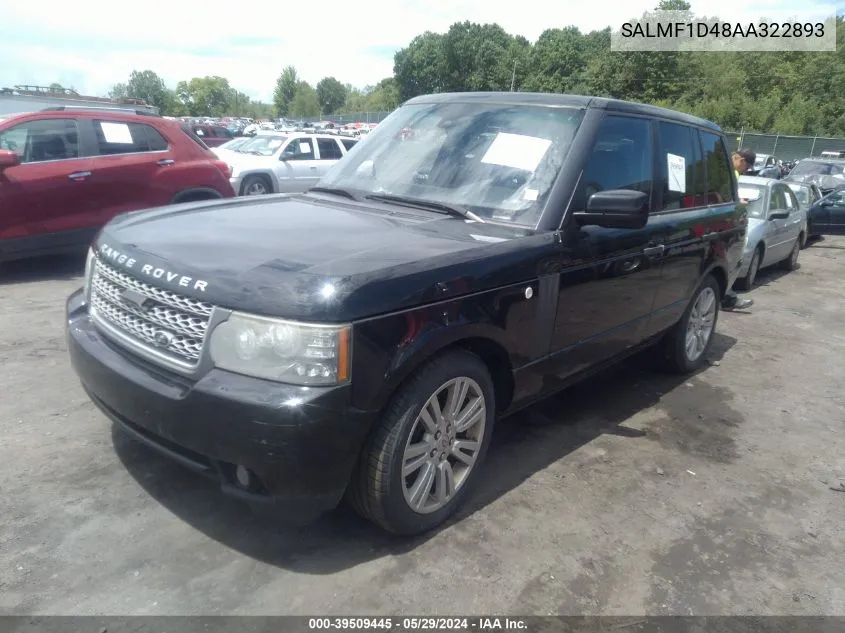 2010 Land Rover Range Rover Hse VIN: SALMF1D48AA322893 Lot: 39509445