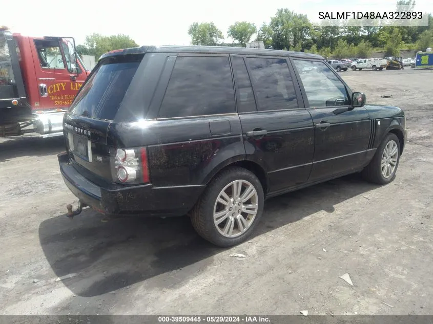 SALMF1D48AA322893 2010 Land Rover Range Rover Hse