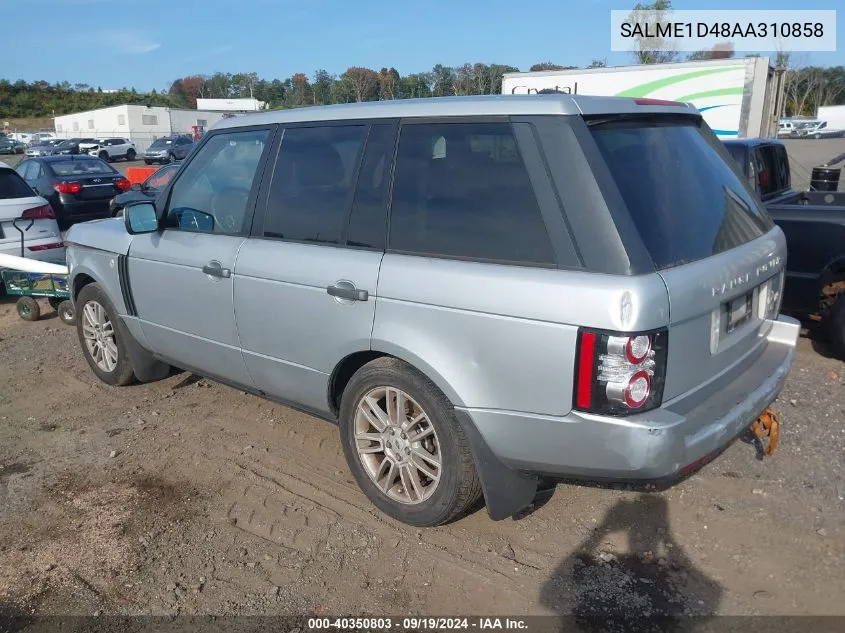 2010 Land Rover Range Rover Hse VIN: SALME1D48AA310858 Lot: 40350803