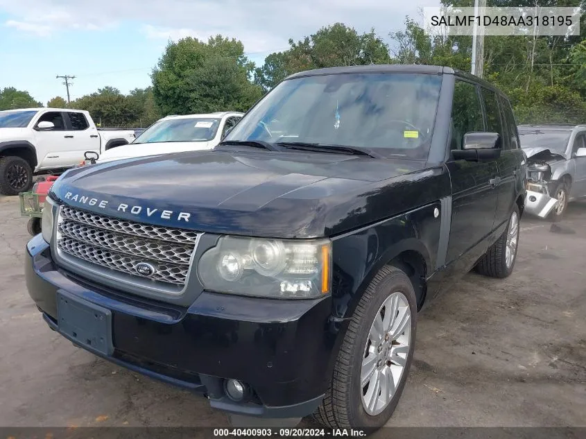 2010 Land Rover Range Rover Hse VIN: SALMF1D48AA318195 Lot: 40400903