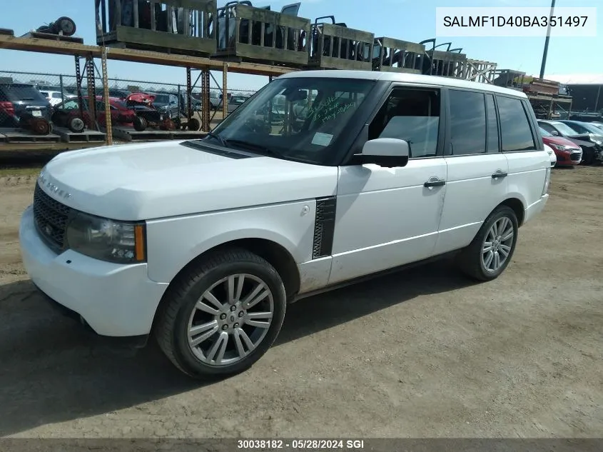 2011 Land Rover Range Rover Hse Luxury VIN: SALMF1D40BA351497 Lot: 30038182