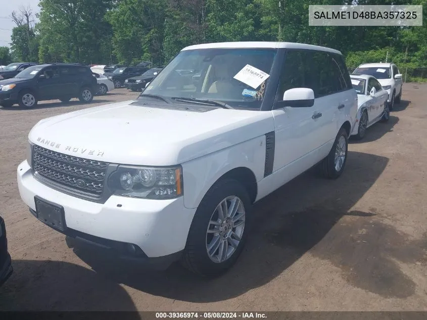 2011 Land Rover Range Rover Hse VIN: SALME1D48BA357325 Lot: 39365974