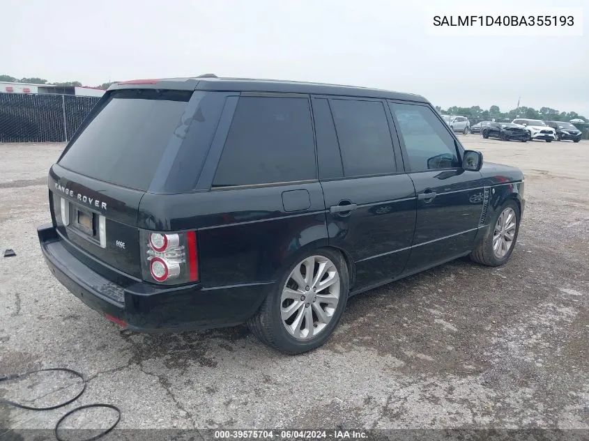 SALMF1D40BA355193 2011 Land Rover Range Rover Hse