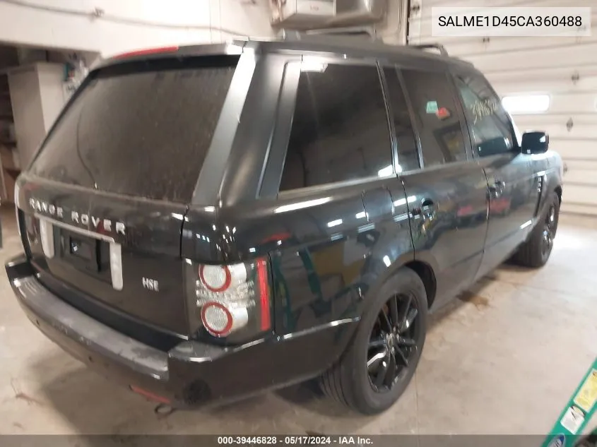 2012 Land Rover Range Rover Hse VIN: SALME1D45CA360488 Lot: 39446828