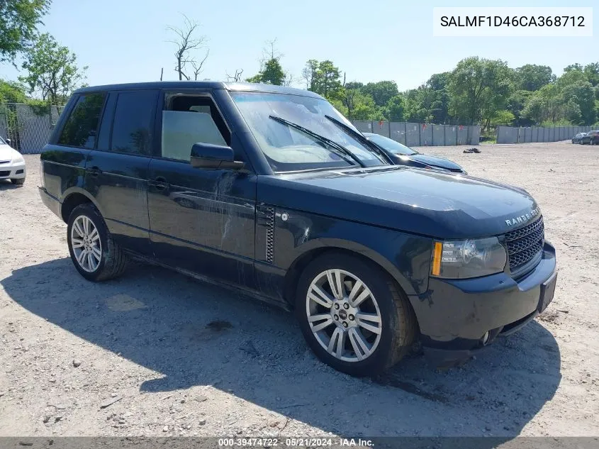 2012 Land Rover Range Rover Hse VIN: SALMF1D46CA368712 Lot: 39474722