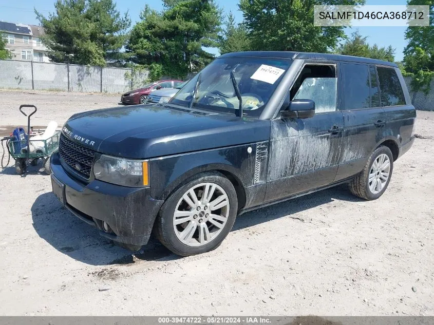 2012 Land Rover Range Rover Hse VIN: SALMF1D46CA368712 Lot: 39474722