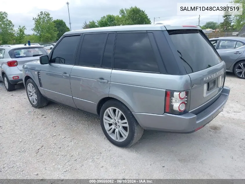 2012 Land Rover Range Rover Hse VIN: SALMF1D48CA387519 Lot: 39555082