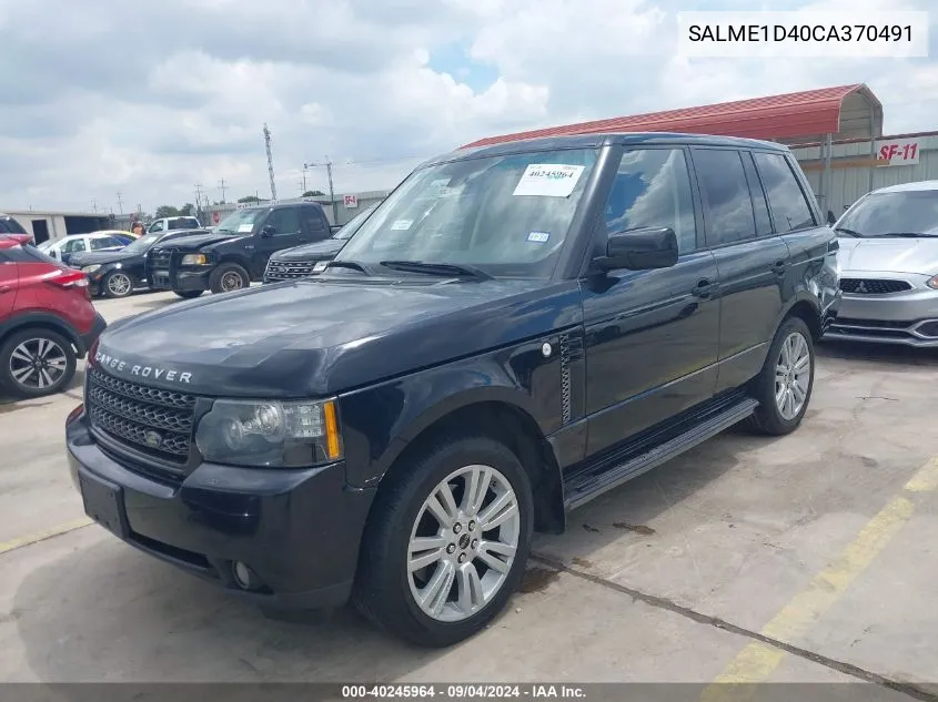 2012 Land Rover Range Rover Hse VIN: SALME1D40CA370491 Lot: 40245964