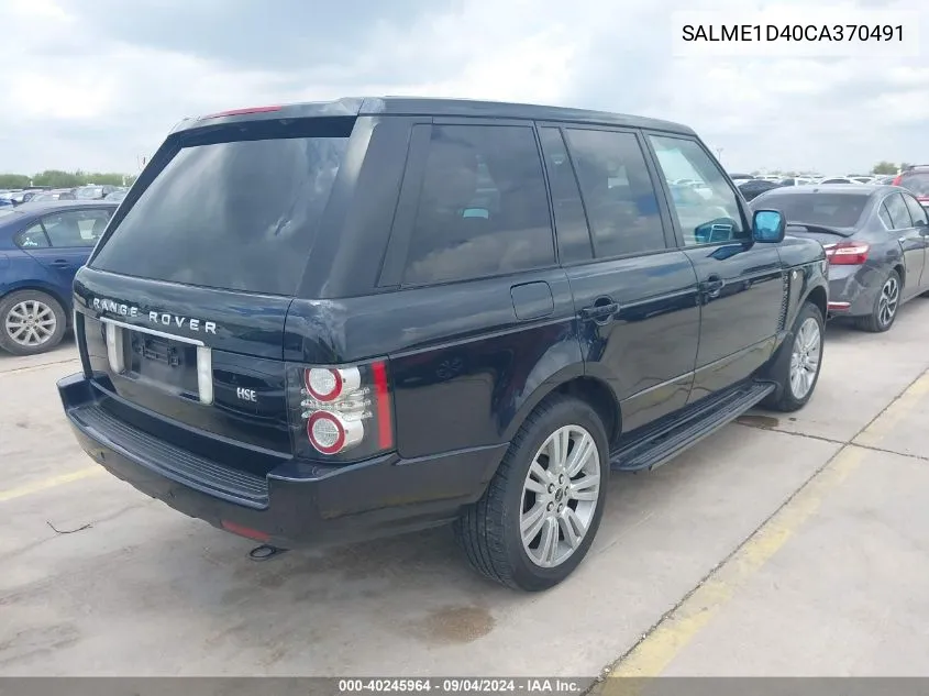 2012 Land Rover Range Rover Hse VIN: SALME1D40CA370491 Lot: 40245964