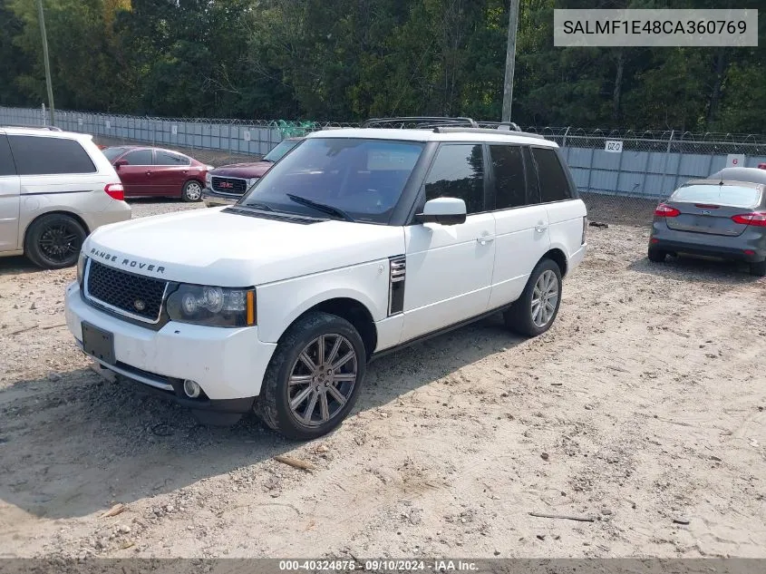 2012 Land Rover Range Rover Supercharged VIN: SALMF1E48CA360769 Lot: 40324875