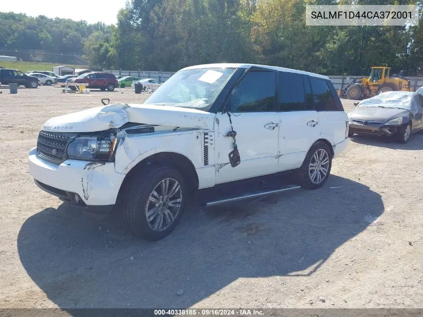 2012 Land Rover Range Rover Hse VIN: SALMF1D44CA372001 Lot: 40338185