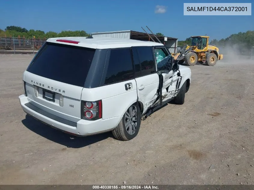 2012 Land Rover Range Rover Hse VIN: SALMF1D44CA372001 Lot: 40338185