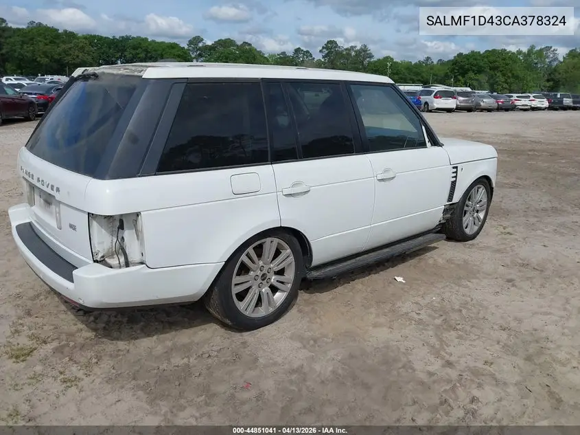 SALMF1D43CA378324 2012 Land Rover Range Rover Hse